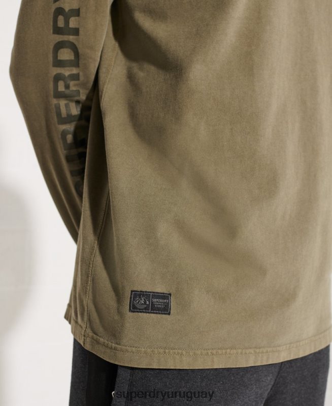 uy Superdry hombres playera de manga larga con gráfico de expedición verde DT2N8Z1576 ropa