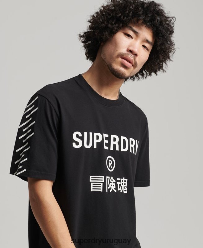 uy Superdry hombres playera deportiva code core negro DT2N8Z4841 ropa