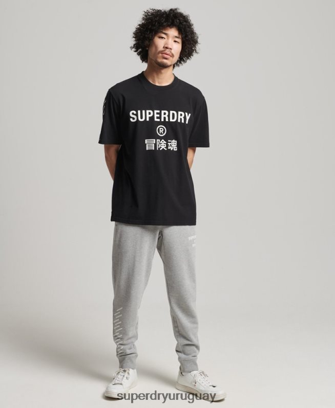 uy Superdry hombres playera deportiva code core negro DT2N8Z4841 ropa