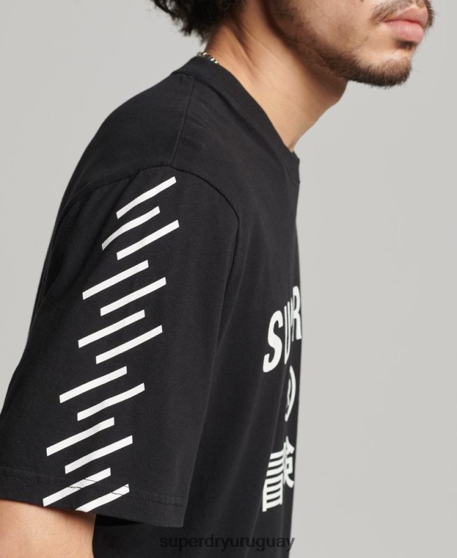 uy Superdry hombres playera deportiva code core negro DT2N8Z4841 ropa