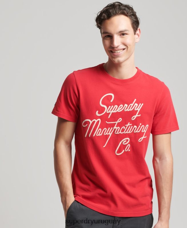 uy Superdry hombres playera estilo script vintage rojo DT2N8Z4890 ropa