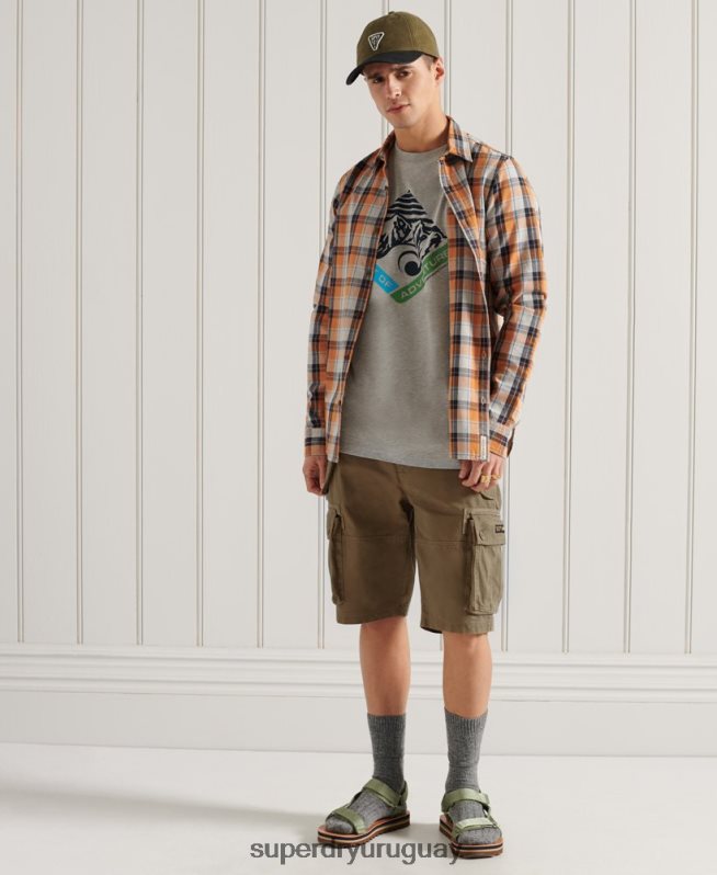 uy Superdry hombres playera holgada con gráfico de montaña gris DT2N8Z4915 ropa
