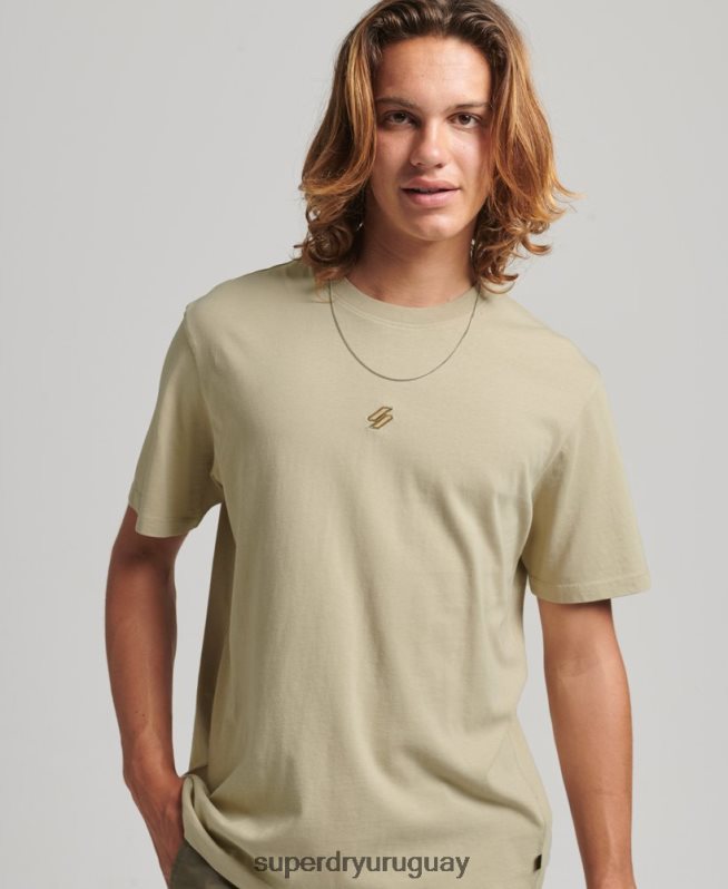 uy Superdry hombres playera holgada con logo esencial beige DT2N8Z4970 ropa