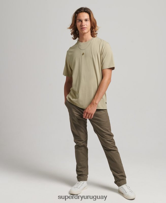 uy Superdry hombres playera holgada con logo esencial beige DT2N8Z4970 ropa