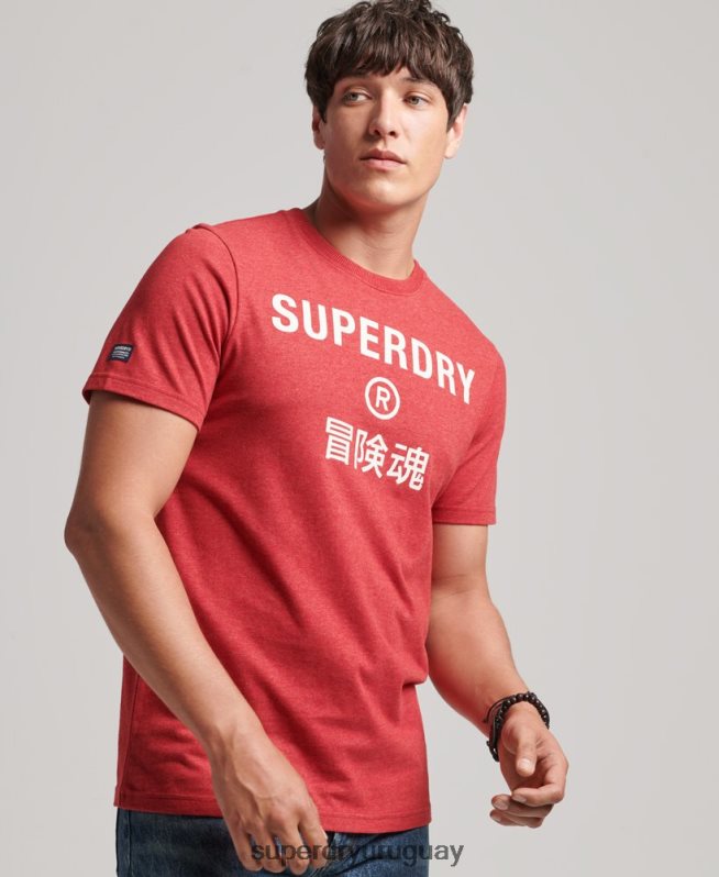 uy Superdry hombres playera jaspeada con logo corporativo vintage rojo DT2N8Z4826 ropa