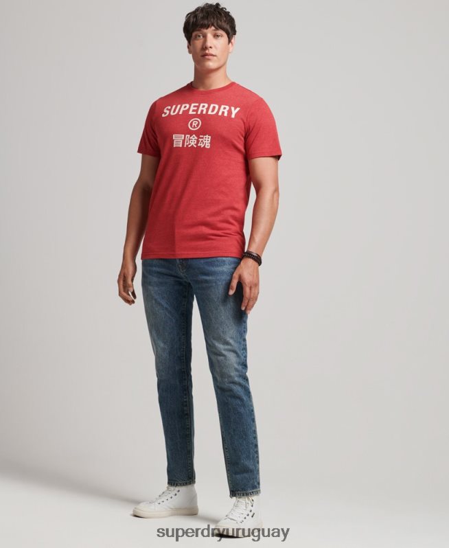 uy Superdry hombres playera jaspeada con logo corporativo vintage rojo DT2N8Z4826 ropa