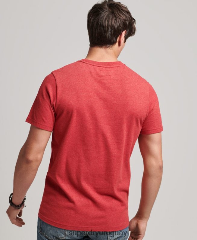 uy Superdry hombres playera jaspeada con logo corporativo vintage rojo DT2N8Z4826 ropa