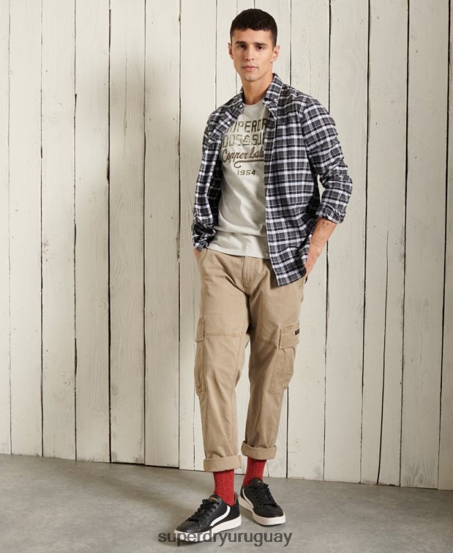 uy Superdry hombres playera ligera con gráfico de ropa de trabajo gris claro DT2N8Z4982 ropa