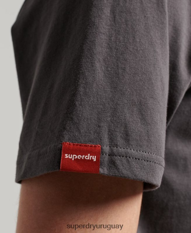 uy Superdry hombres playera neón con logo vintage gris oscuro DT2N8Z18 ropa