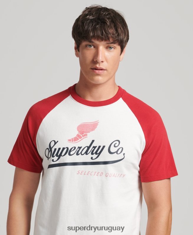uy Superdry hombres playera raglán con gráfico de Aquiles crema DT2N8Z4802 ropa