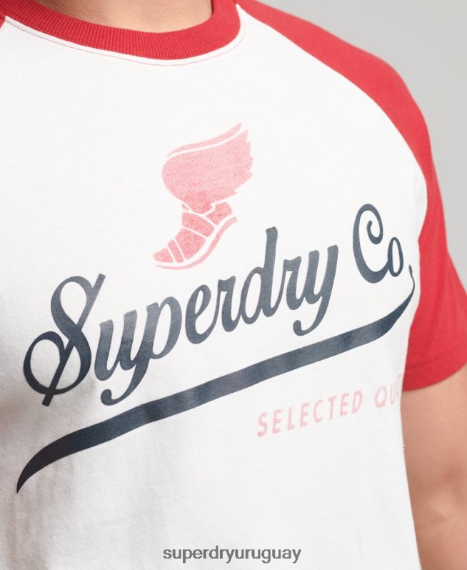 uy Superdry hombres playera raglán con gráfico de Aquiles crema DT2N8Z4802 ropa