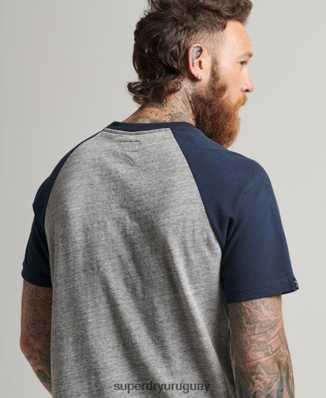 uy Superdry hombres playera raglán con gráfico de Aquiles gris DT2N8Z4972 ropa
