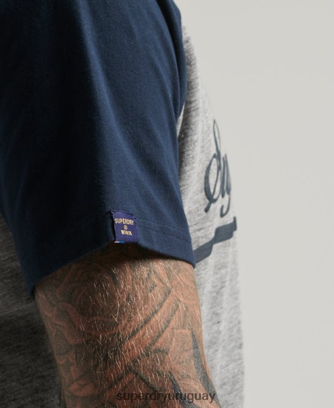 uy Superdry hombres playera raglán con gráfico de Aquiles gris DT2N8Z4972 ropa