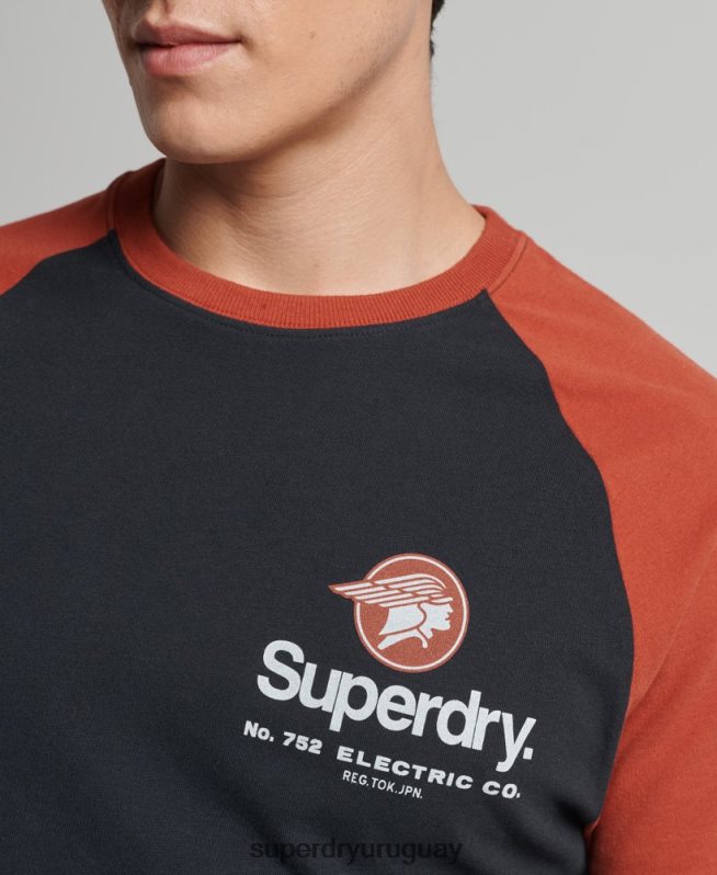 uy Superdry hombres playera raglán con logo gráfico Armada DT2N8Z4842 ropa
