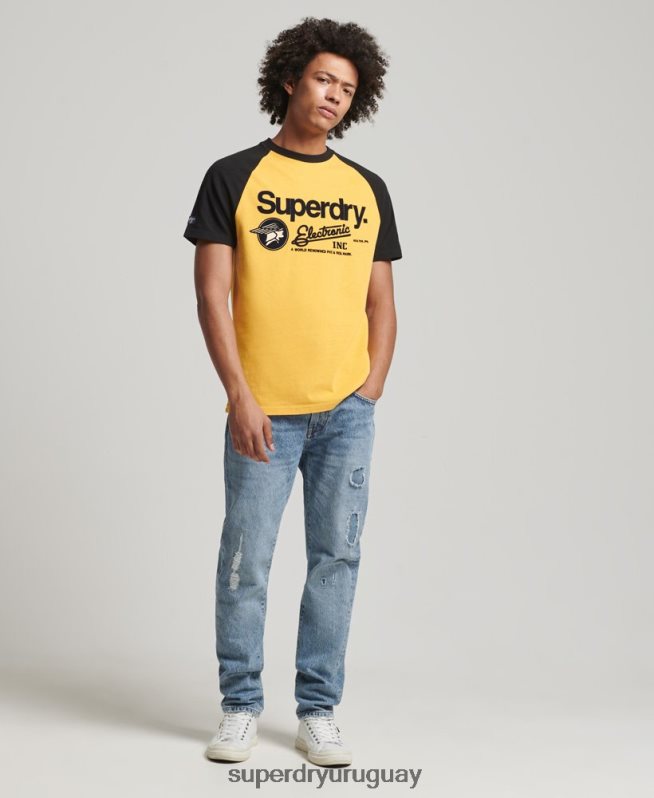 uy Superdry hombres playera raglán con logo gráfico amarillo DT2N8Z4860 ropa