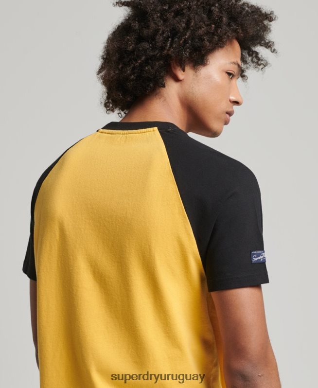 uy Superdry hombres playera raglán con logo gráfico amarillo DT2N8Z4860 ropa