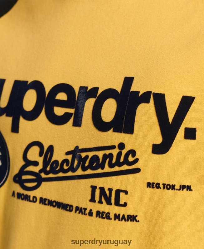 uy Superdry hombres playera raglán con logo gráfico amarillo DT2N8Z4860 ropa