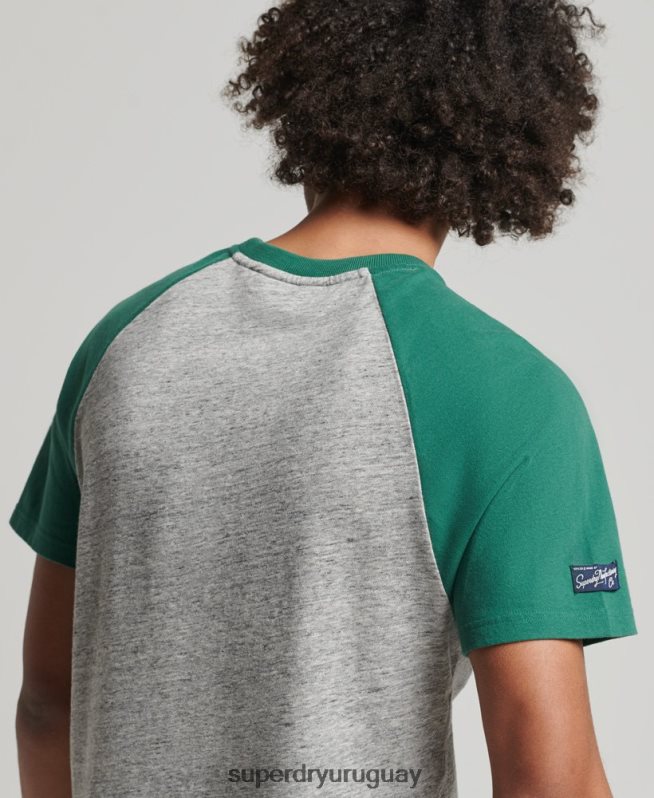 uy Superdry hombres playera raglán con logo gráfico gris DT2N8Z4872 ropa