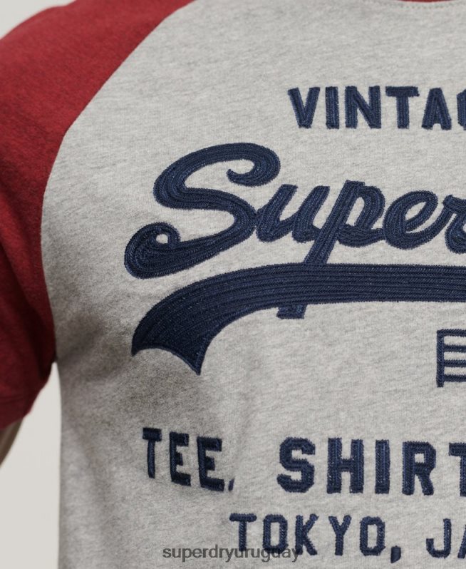 uy Superdry hombres playera raglán vintage con logo de tienda rojo DT2N8Z72 ropa