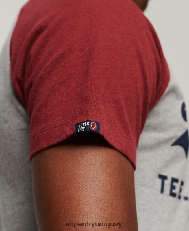 uy Superdry hombres playera raglán vintage con logo de tienda rojo DT2N8Z72 ropa