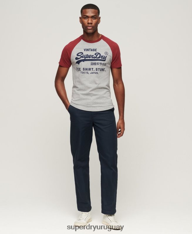 uy Superdry hombres playera raglán vintage con logo de tienda rojo DT2N8Z72 ropa
