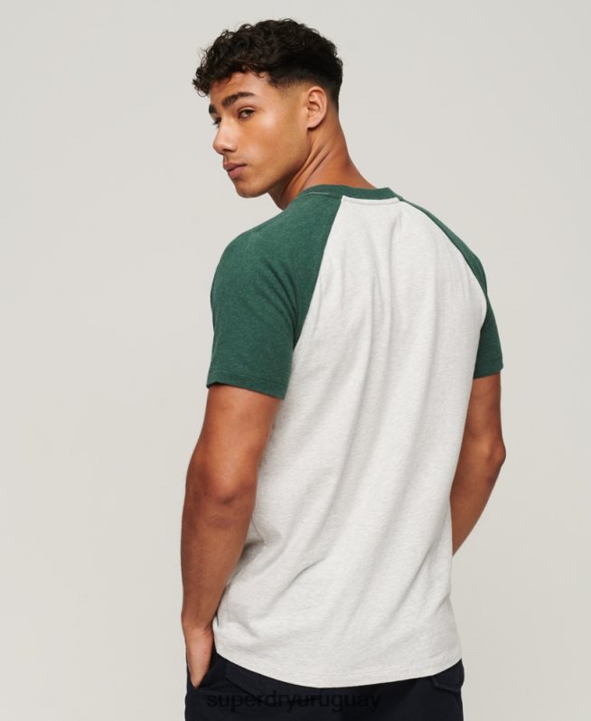 uy Superdry hombres playera raglán vintage con logo de tienda verde DT2N8Z51 ropa