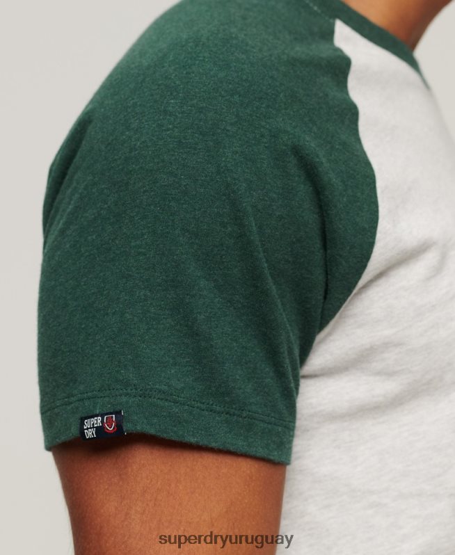 uy Superdry hombres playera raglán vintage con logo de tienda verde DT2N8Z51 ropa