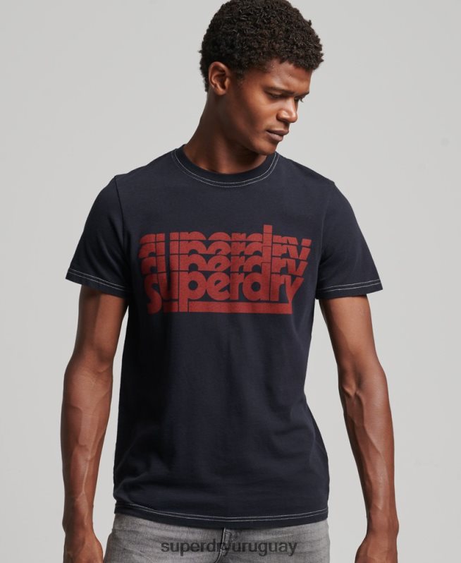 uy Superdry hombres playera vintage de rayas de los años 70 Armada DT2N8Z4873 ropa