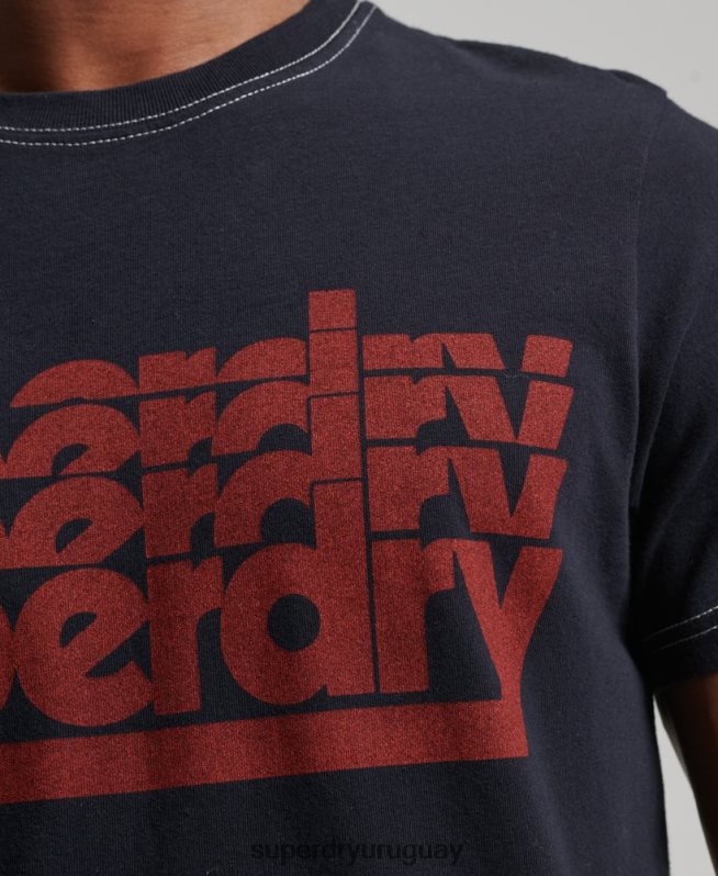 uy Superdry hombres playera vintage de rayas de los años 70 Armada DT2N8Z4873 ropa