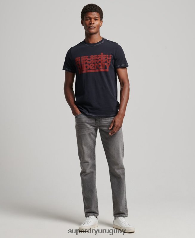uy Superdry hombres playera vintage de rayas de los años 70 Armada DT2N8Z4873 ropa