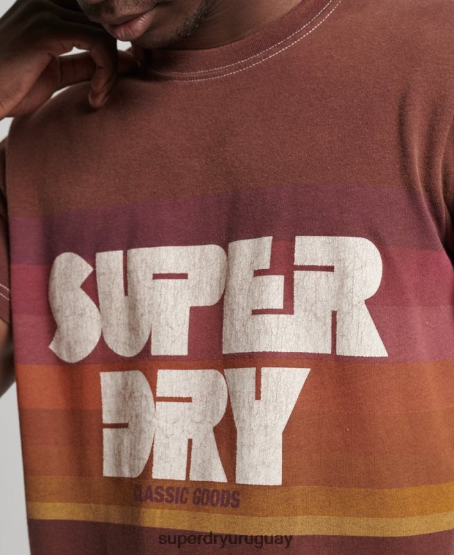 uy Superdry hombres playera vintage de rayas de los años 70 marrón DT2N8Z4889 ropa