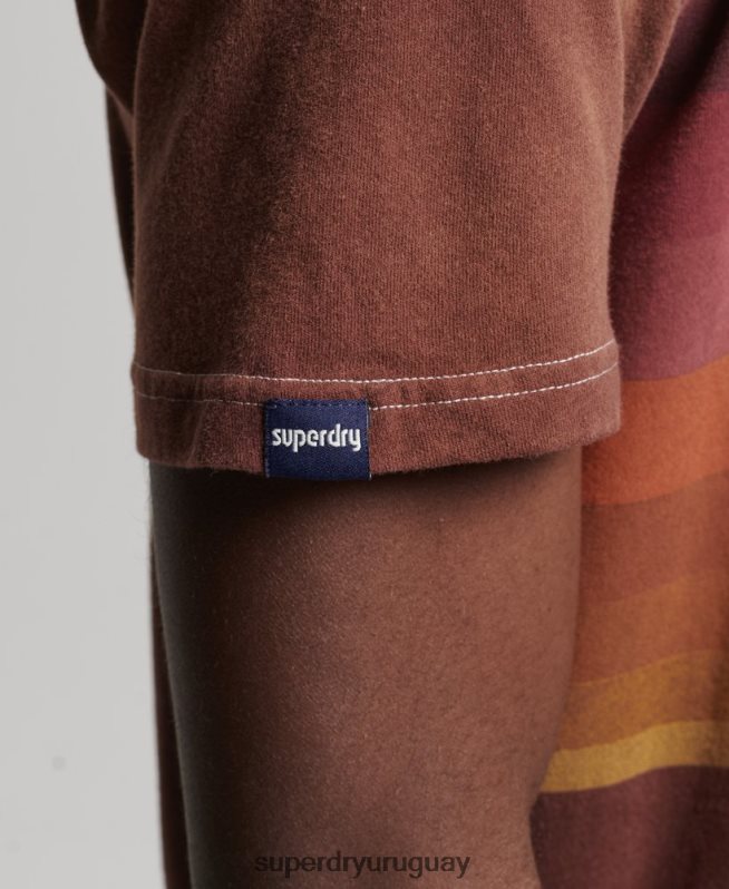 uy Superdry hombres playera vintage de rayas de los años 70 marrón DT2N8Z4889 ropa