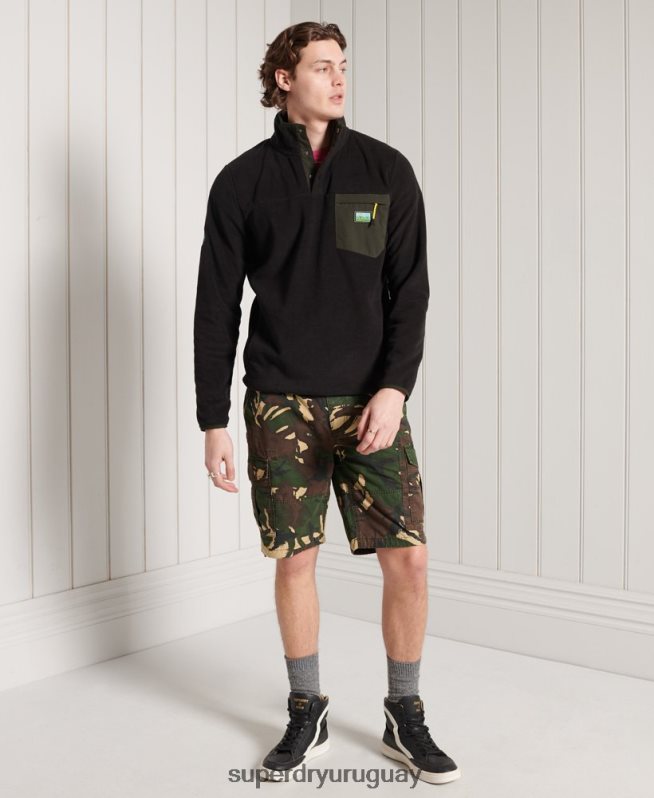 uy Superdry hombres pop de forro polar b trail sobre la parte superior negro DT2N8Z5144 ropa