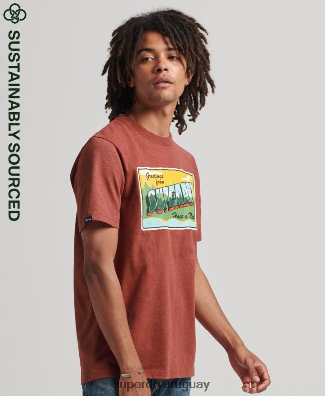 uy Superdry hombres postal de viaje camiseta gráfica rojo DT2N8Z4820 ropa