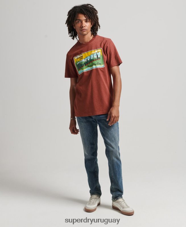 uy Superdry hombres postal de viaje camiseta gráfica rojo DT2N8Z4820 ropa