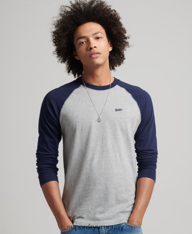 uy Superdry hombres top básico de béisbol de manga larga de algodón orgánico Armada DT2N8Z1578 ropa