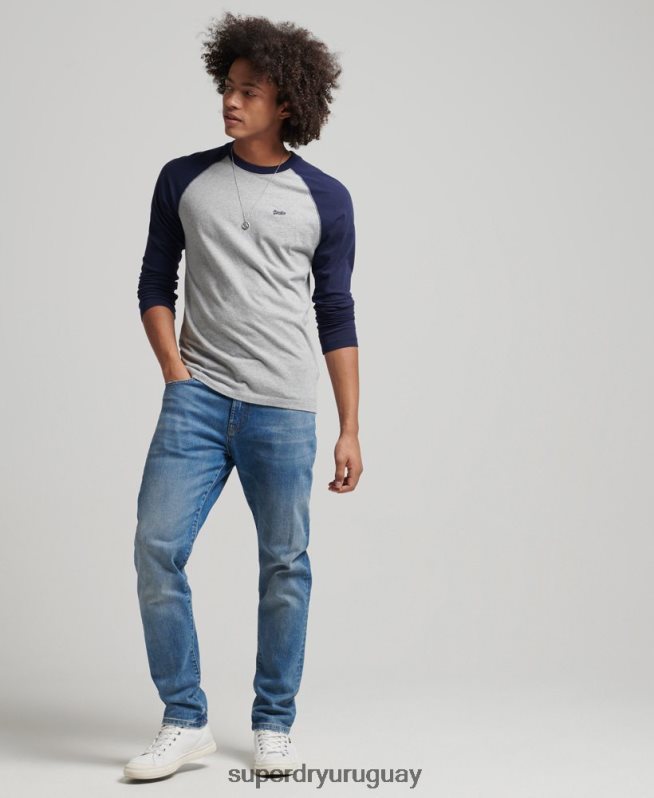 uy Superdry hombres top básico de béisbol de manga larga de algodón orgánico Armada DT2N8Z1578 ropa