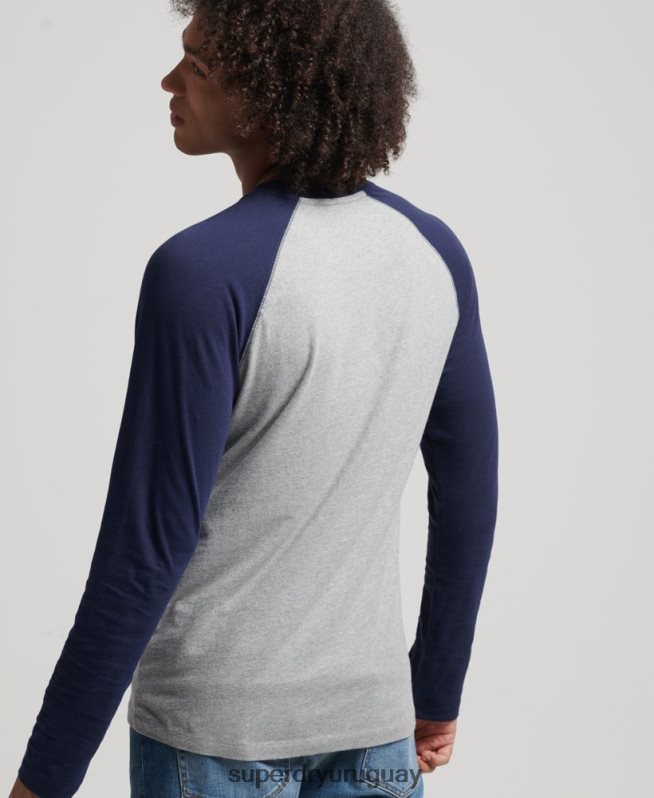 uy Superdry hombres top básico de béisbol de manga larga de algodón orgánico Armada DT2N8Z1578 ropa