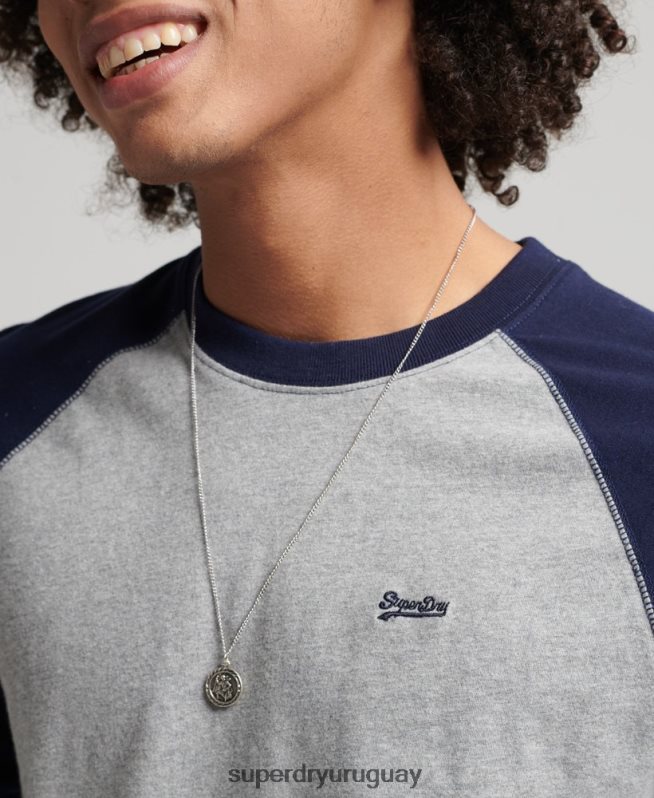 uy Superdry hombres top básico de béisbol de manga larga de algodón orgánico Armada DT2N8Z1578 ropa