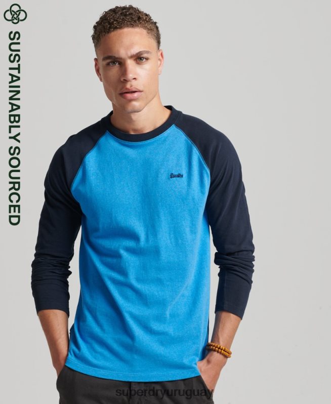 uy Superdry hombres top básico de béisbol de manga larga de algodón orgánico Armada DT2N8Z1587 ropa