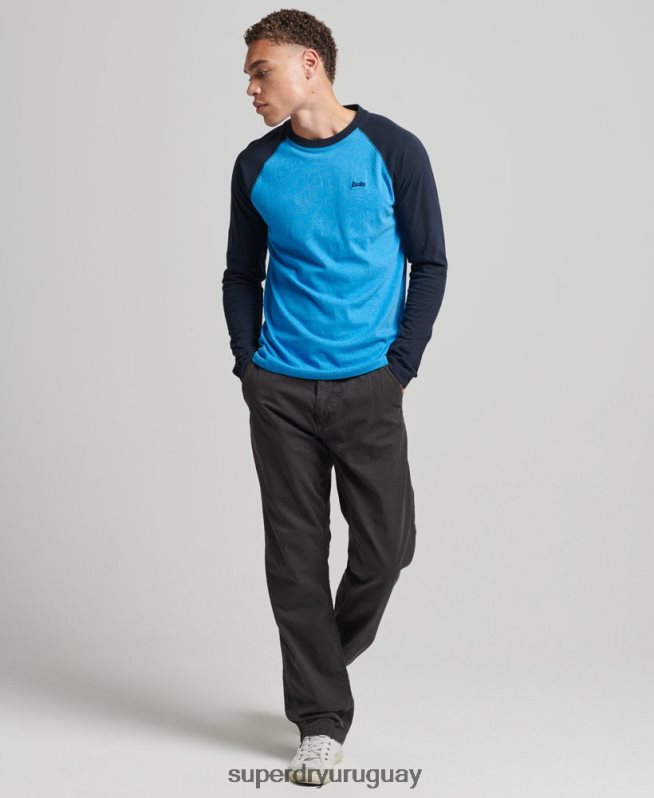 uy Superdry hombres top básico de béisbol de manga larga de algodón orgánico Armada DT2N8Z1587 ropa