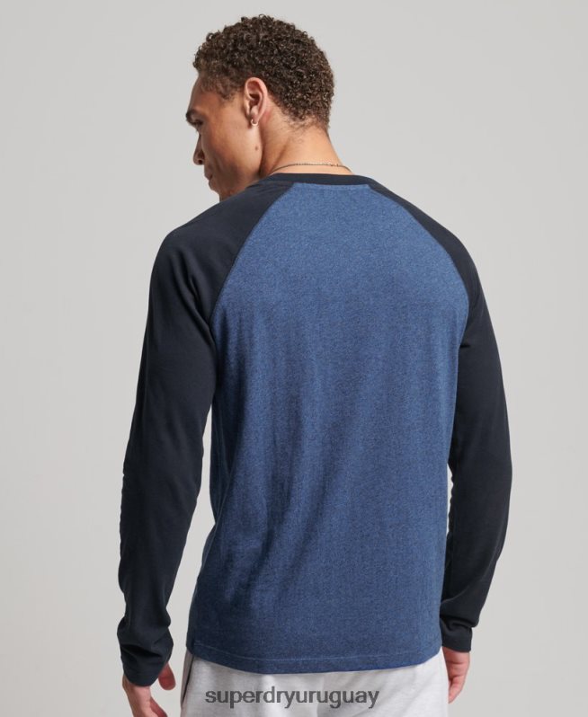 uy Superdry hombres top básico de béisbol de manga larga de algodón orgánico Armada DT2N8Z6446 ropa