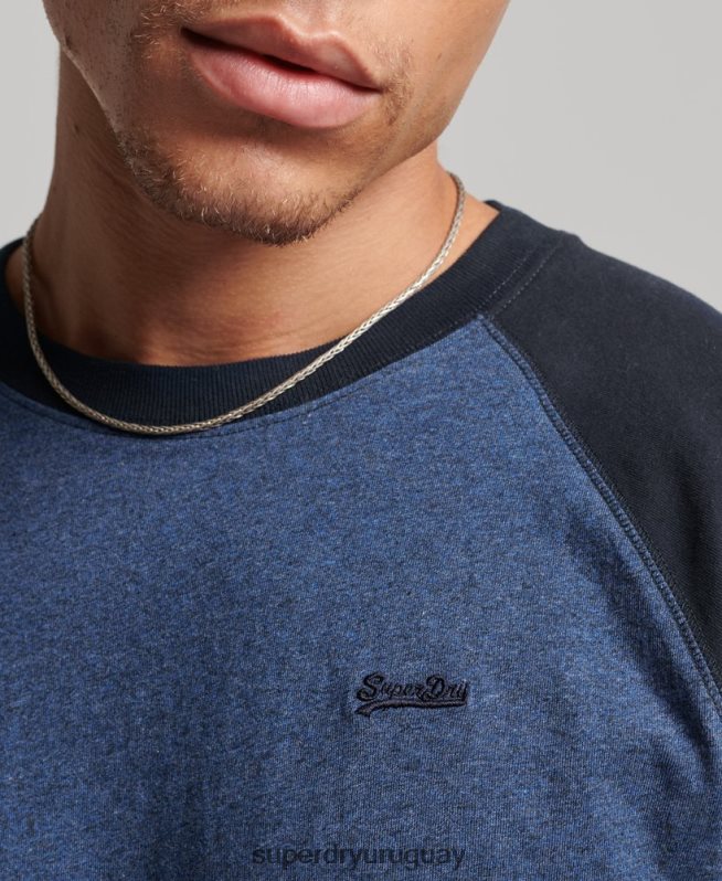 uy Superdry hombres top básico de béisbol de manga larga de algodón orgánico Armada DT2N8Z6446 ropa