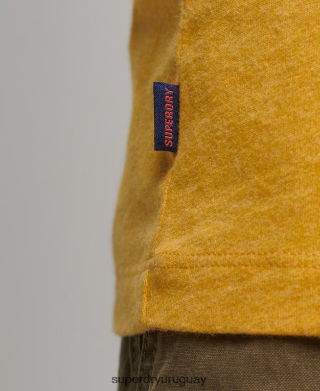 uy Superdry hombres top básico de béisbol de manga larga de algodón orgánico amarillo DT2N8Z1484 ropa