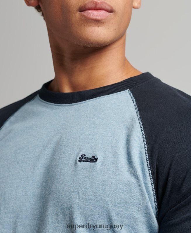 uy Superdry hombres top básico de béisbol de manga larga de algodón orgánico azul DT2N8Z1583 ropa