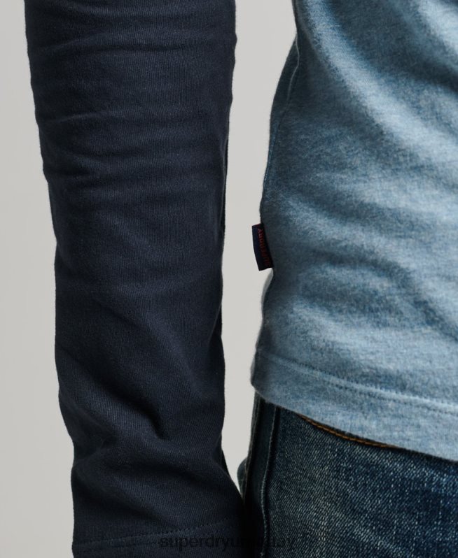 uy Superdry hombres top básico de béisbol de manga larga de algodón orgánico azul DT2N8Z1583 ropa