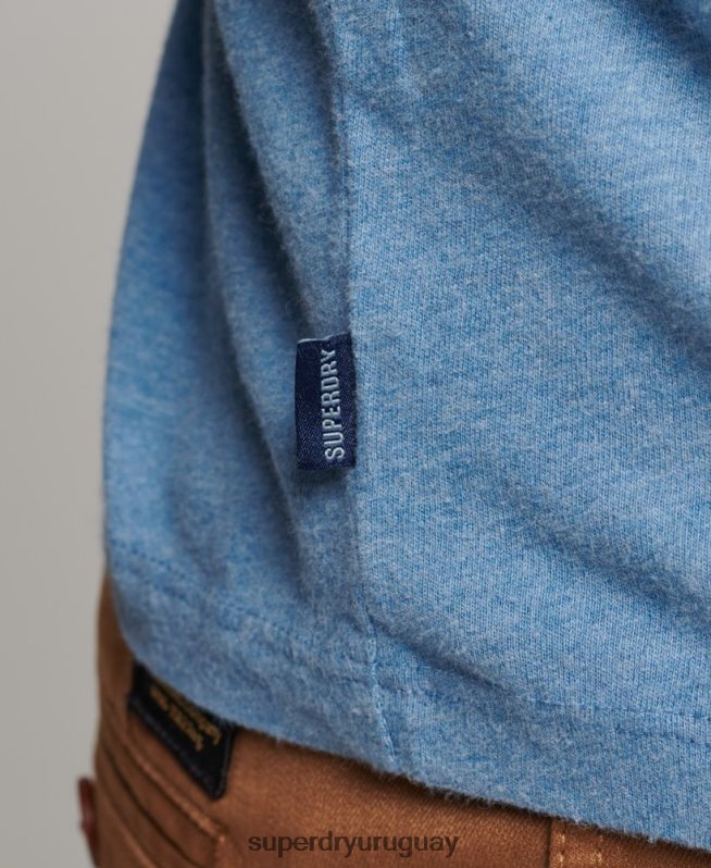uy Superdry hombres top básico de béisbol de manga larga de algodón orgánico azul DT2N8Z6370 ropa