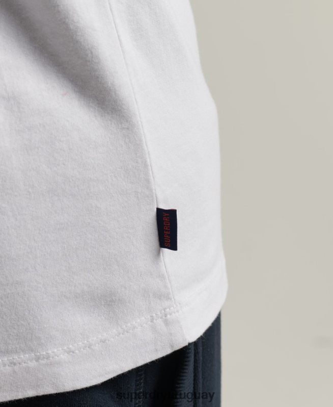uy Superdry hombres top básico de béisbol de manga larga de algodón orgánico blanco DT2N8Z1497 ropa