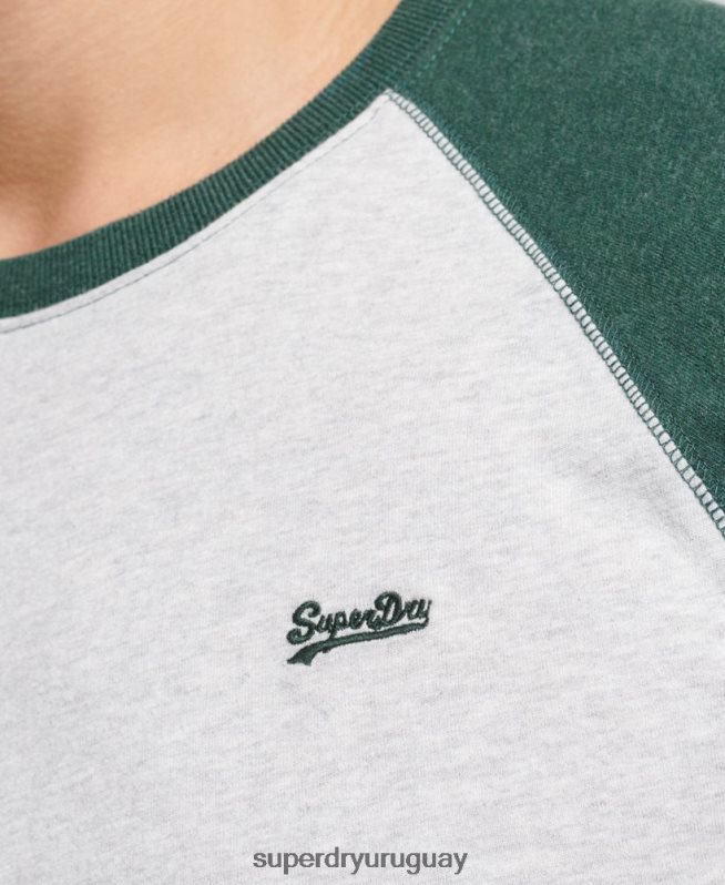 uy Superdry hombres top básico de béisbol de manga larga de algodón orgánico verde DT2N8Z1464 ropa