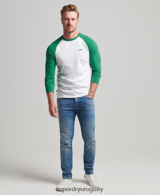 uy Superdry hombres top básico de béisbol de manga larga de algodón orgánico verde DT2N8Z1496 ropa